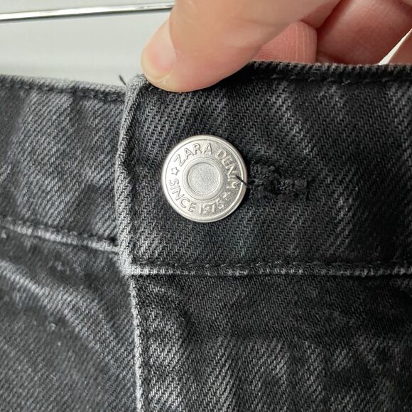 ZARA Black Denim 100% Cotton Jean Shorts Women's Size 32 - Picture 5 of 7